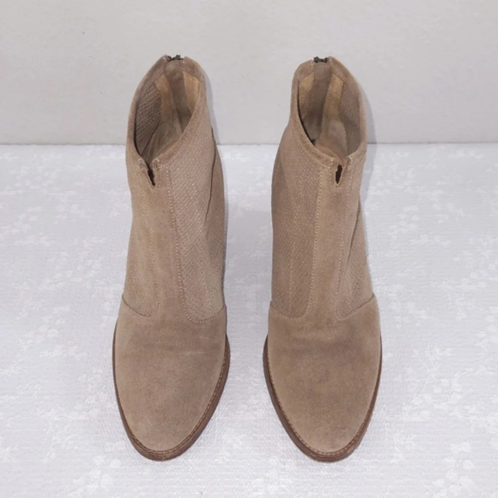 AQUATALIA Faris Perforated Suede Booties US 7 Heeled Ankle Boots